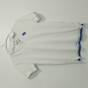 Abercrombie Kids Moose Logo 1/4 Button Polo Shirt Youth XL/16 White NICE!